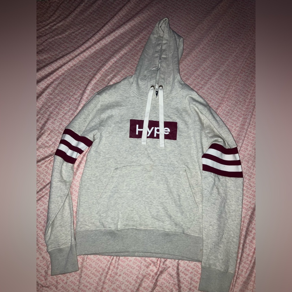 Hype Gray and Burgundy Men's Hoodie Sweater